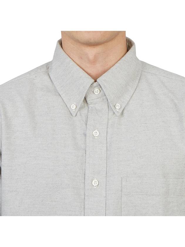 Men's Diagonal Solid Flannel Long Sleeve Shirt Grey - THOM BROWNE - BALAAN 9