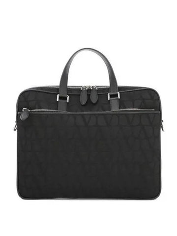 Top Handle Zipper Brief Case Black - VALENTINO - BALAAN 1