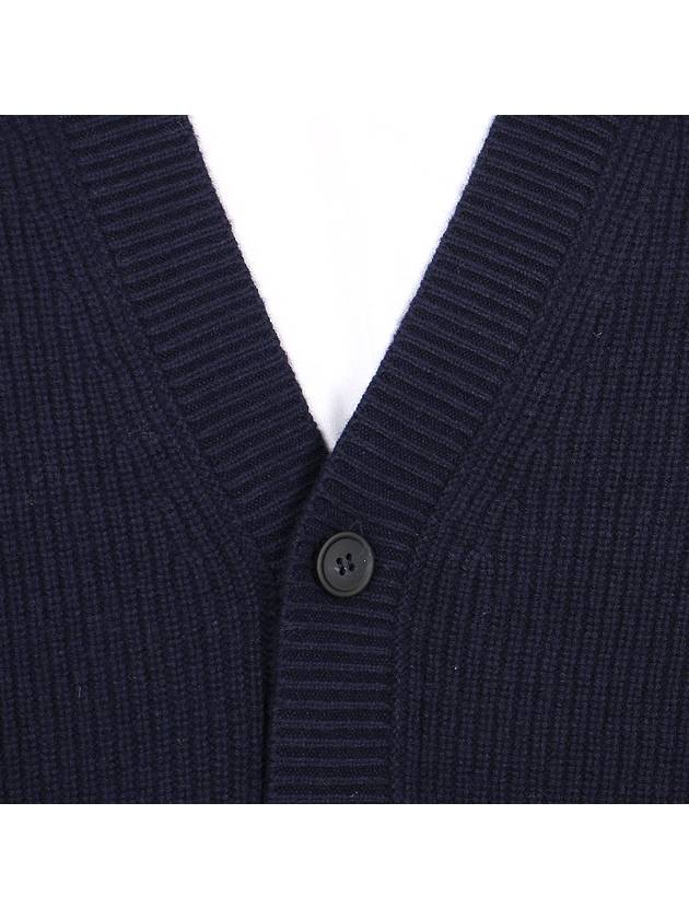 Bold Fox Head Patch Comfort Ribbed Cardigan Navy - MAISON KITSUNE - BALAAN 9