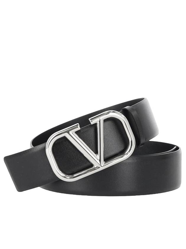 V Logo Leather Belt Black - VALENTINO - BALAAN 1