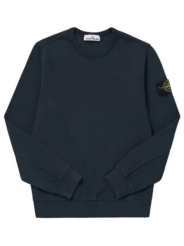 Brushed Cotton Fleece Garment Dyed Crewneck Sweatshirt Navy - STONE ISLAND - BALAAN 3