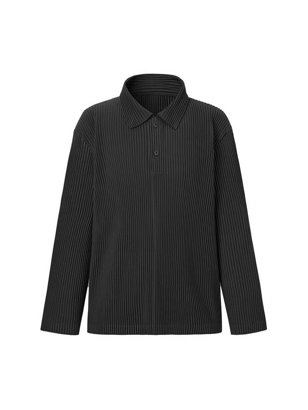 Men's Collar Neck Long Sleeve Pleated T-Shirt Black - MONPLISSE - BALAAN 2