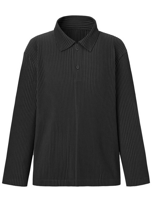 Men's Collar Neck Long Sleeve Pleated T-Shirt Black - MONPLISSE - BALAAN 2