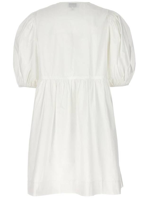 String Cotton Poplin Short Dress Bright White - GANNI - BALAAN 3