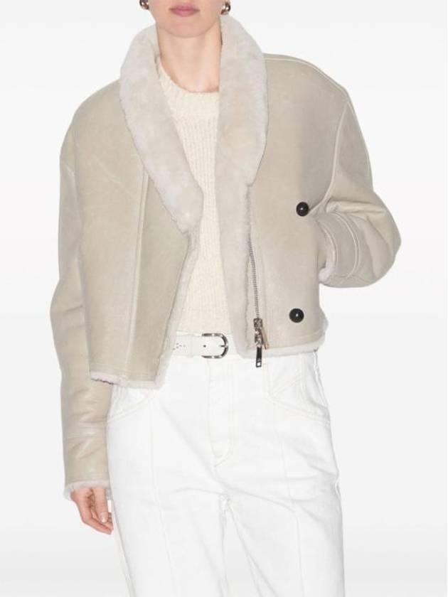 Eriana Reversible Suede Lambskin Leather Single Coat Chalk - ISABEL MARANT - BALAAN 5