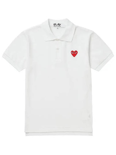 Red Heart Wappen Polo Shirt P1 T006 5 White - COMME DES GARCONS - BALAAN 2