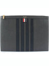 Diagonal Medium Document Case Clutch Bag Dark Grey - THOM BROWNE - BALAAN 1