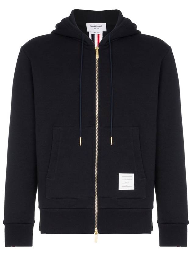 Center Back Stripe Cotton Zip Up Hoodie Navy - THOM BROWNE - BALAAN 2