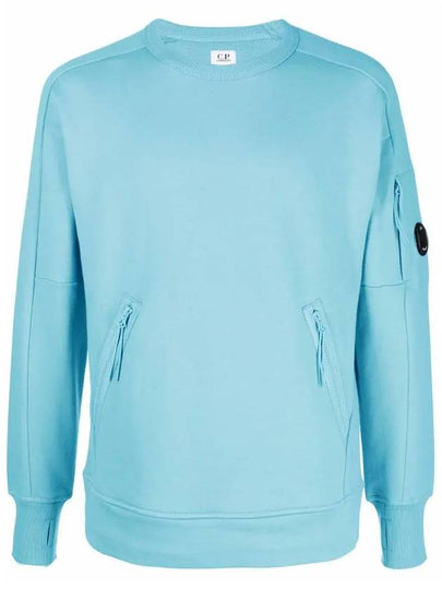 Men's Diagonal Lens Wappen Crew Neck Sweatshirt Blue - CP COMPANY - BALAAN 2