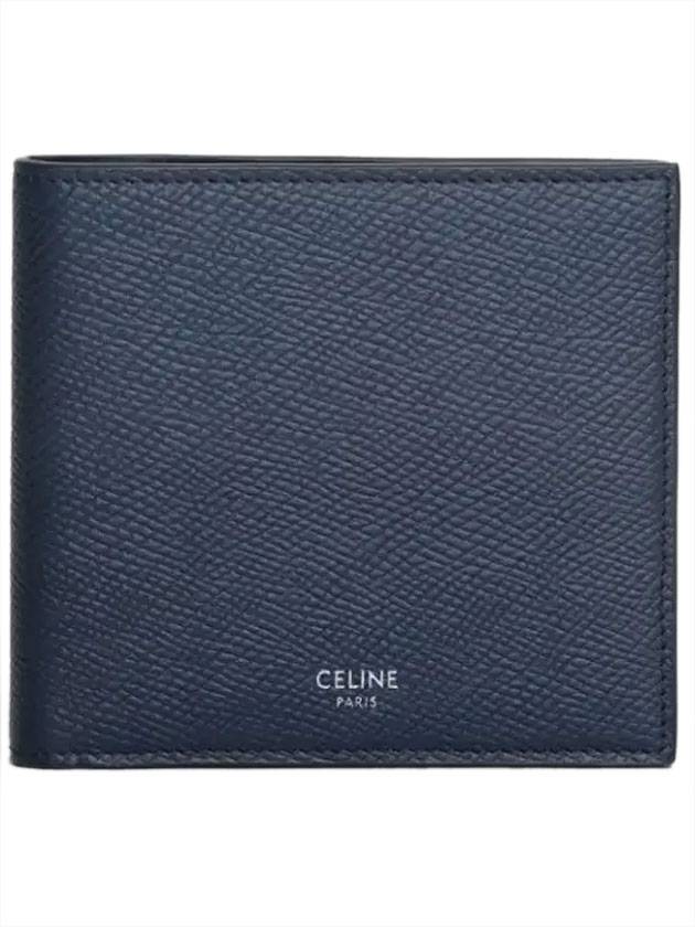 Celine Logo Leather Half Wallet Navy - CELINE - BALAAN 1