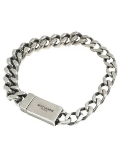 Men's Curb Chain Metal Bracelet Silver - SAINT LAURENT - BALAAN 2