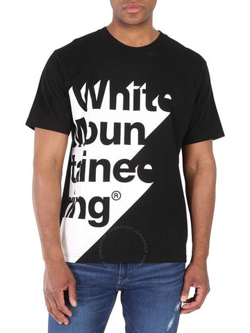 White Mountaineering Men's Black Shadow Logo Printed T-Shirt, Brand Size 1 (Small) - WHITE MOUNTAINEERING - BALAAN 1