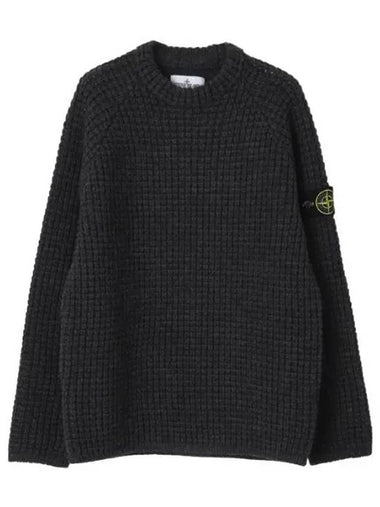 Knit pure wool knotted ribbed stitch crew neck loose fit - STONE ISLAND - BALAAN 1