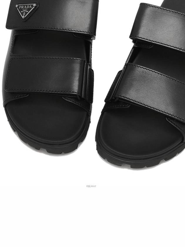 Strap Leather Sandals Black - PRADA - BALAAN 6