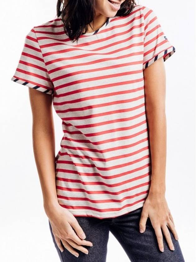 Red Stripe Short Sleeve 7841UKNATURELTULIPE VILLEFRANCHE - SAINT JAMES - BALAAN 5