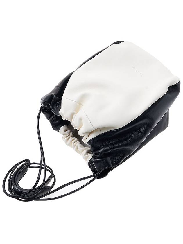 Logo Drawstring Leather Bucket Bag White - JIL SANDER - BALAAN 5