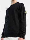 Logo Patch Round Neck Knit Top Black - STONE ISLAND - BALAAN 5