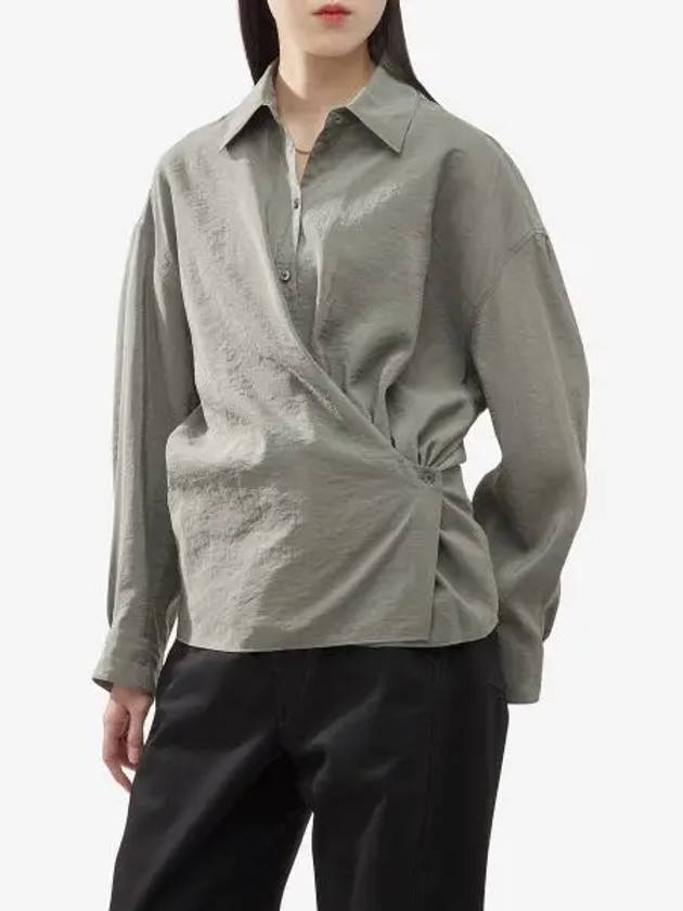 Straight collar twisted shirt ash gray - LEMAIRE - BALAAN 1