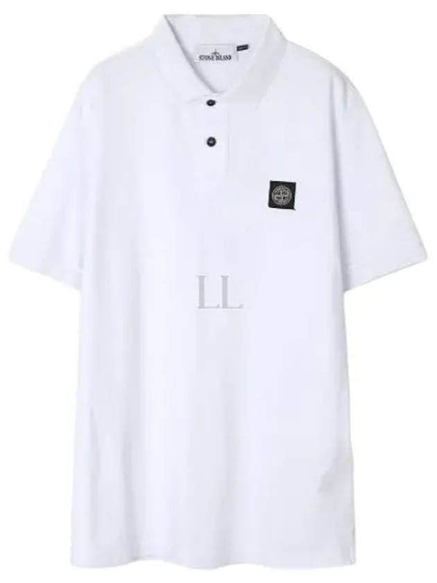 Men's Logo Patch Polo Shirt White - STONE ISLAND - BALAAN 2