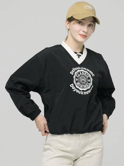 Circle Logo Peach Processing V Neck Black Windbreaker DO9232WB70-1 - DOYOUKNOWMC GOLF WEAR - BALAAN 2