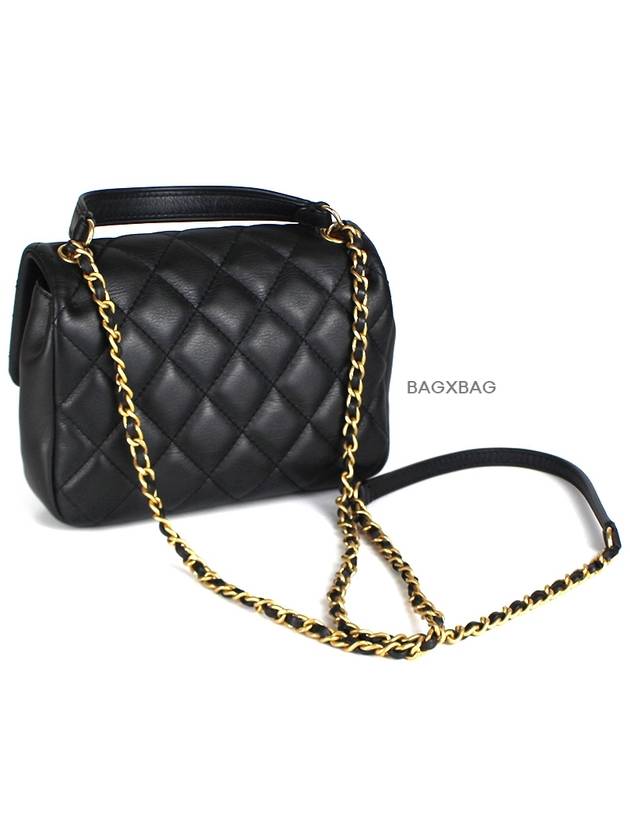 CH Top Handle Chain Mini Bag Black Gold CH42BG038 - CHANEL - BALAAN 3