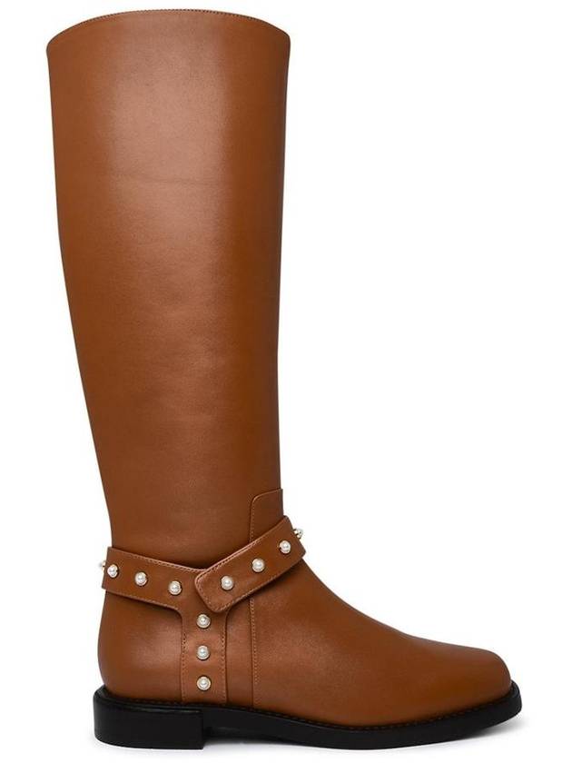 Stuart Weitzman Leather Pearl Moto Boots - STUART WEITZMAN - BALAAN 1