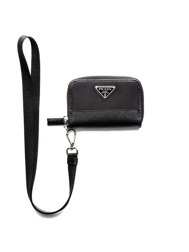 Triangle Logo Neck Strap Coin Purse Black - PRADA - BALAAN 1