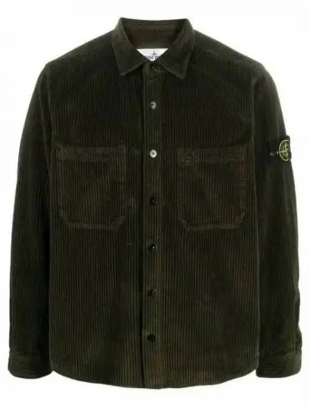 Cotton Corduroy 400 TC Over Long Sleeve Shirt Green - STONE ISLAND - BALAAN 2