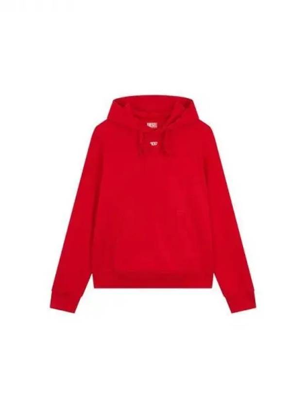 Men's Mini Logo Patch Hooded Sweatshirt Red 270034 - DIESEL - BALAAN 1