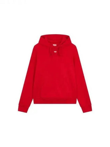 Men's Mini Logo Patch Hooded Sweatshirt Red 270034 - DIESEL - BALAAN 1