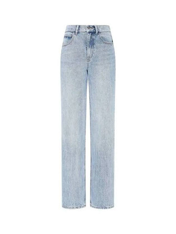 Logo Patch Mid Rise Relaxed Jeans Light Indigo 271176 - ALEXANDER WANG - BALAAN 1