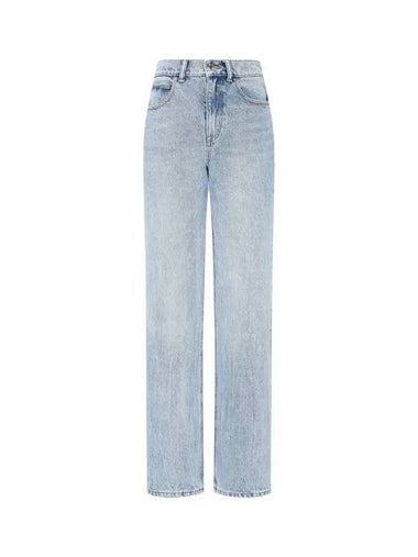 Logo Patch Mid Rise Relaxed Jeans Light Indigo 271176 - ALEXANDER WANG - BALAAN 1