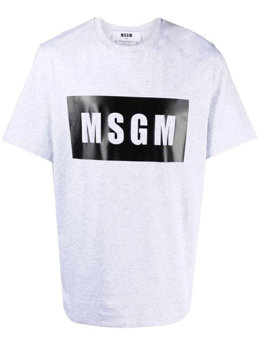 Men's Logo Print Short Sleeve T-Shirt Gray - MSGM - BALAAN 1
