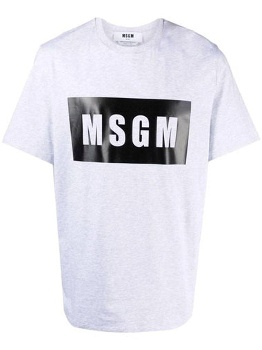 Box Logo Print Short Sleeve T-Shirt Grey - MSGM - BALAAN 1