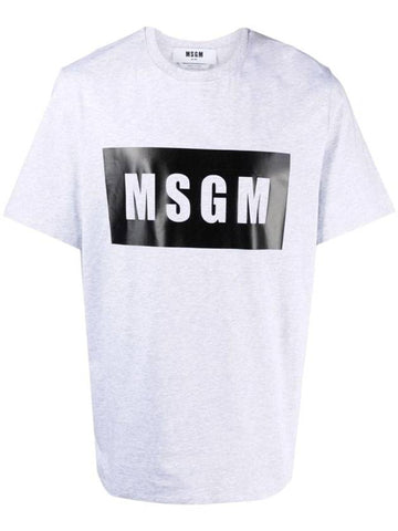 Box Logo Print Short Sleeve T-Shirt Grey - MSGM - BALAAN 1