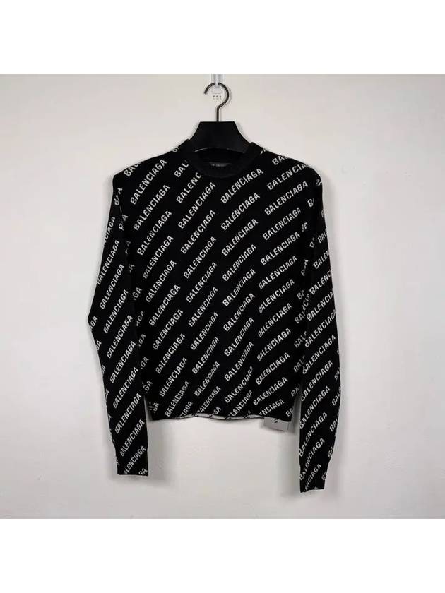 All-Over Mini Logo Wool Knit Top Black - BALENCIAGA - BALAAN 2