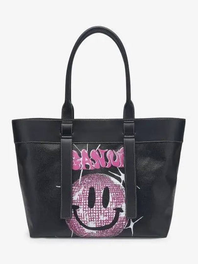 Smiley Logo Tote Bag Black - GANNI - BALAAN 2