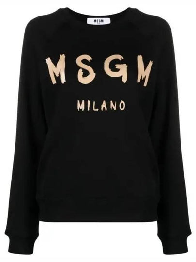 Brushed Logo Cotton Sweatshirt Black - MSGM - BALAAN 2