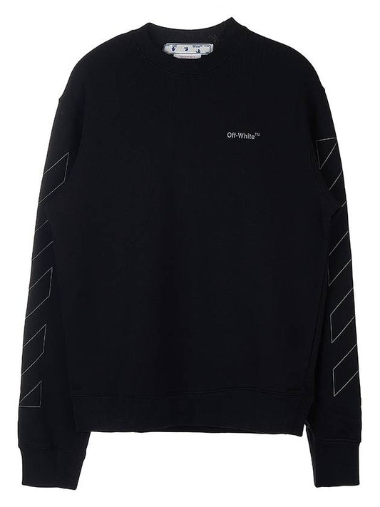 Diag Outline Crew Neck Sweatshirt Black - OFF WHITE - BALAAN.