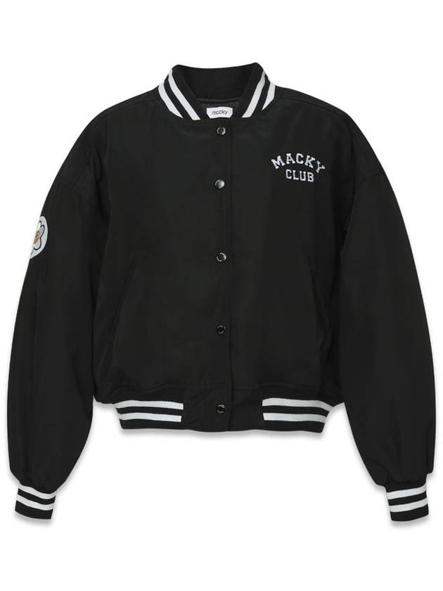 Embroidery Windbreaker Jacket Jumper Signature Quilting Varsity Black MCFW23OT 1BK - MACKY - BALAAN 2