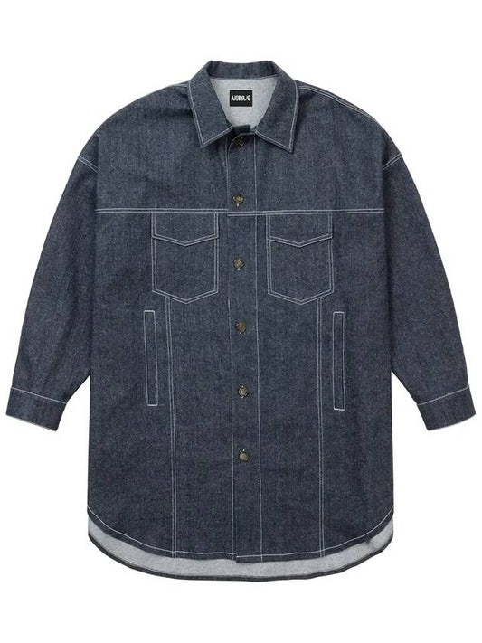 Recycled Denim Oversized Shirt Jacket NAVY - AJOBYAJO - BALAAN 1