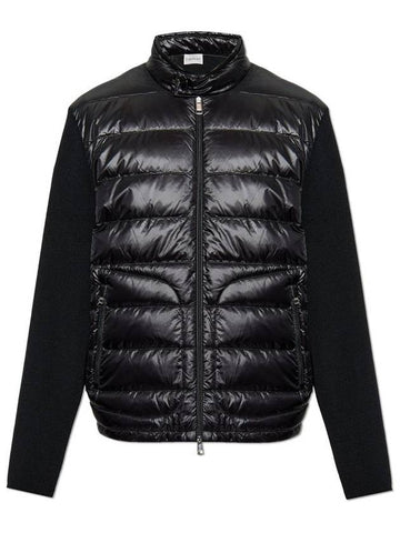 Logo Patch Padded Zip-Up Cardigan Black - MONCLER - BALAAN 1