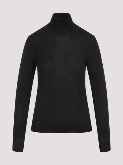 Cassandre Wool Turtle Neck Black - SAINT LAURENT - BALAAN 2