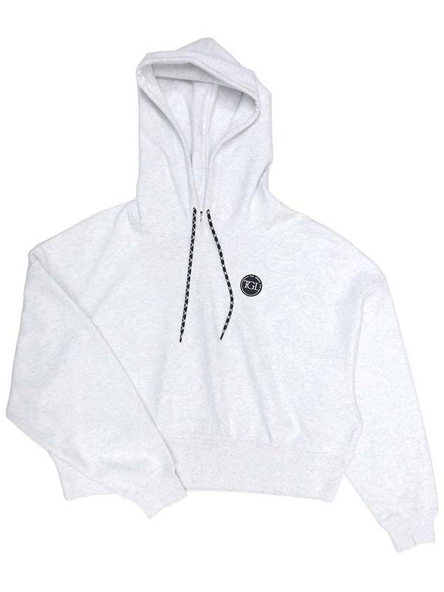 Crop Cotton Hoodie White Melange Grey - THE GREEN LAB - BALAAN 6