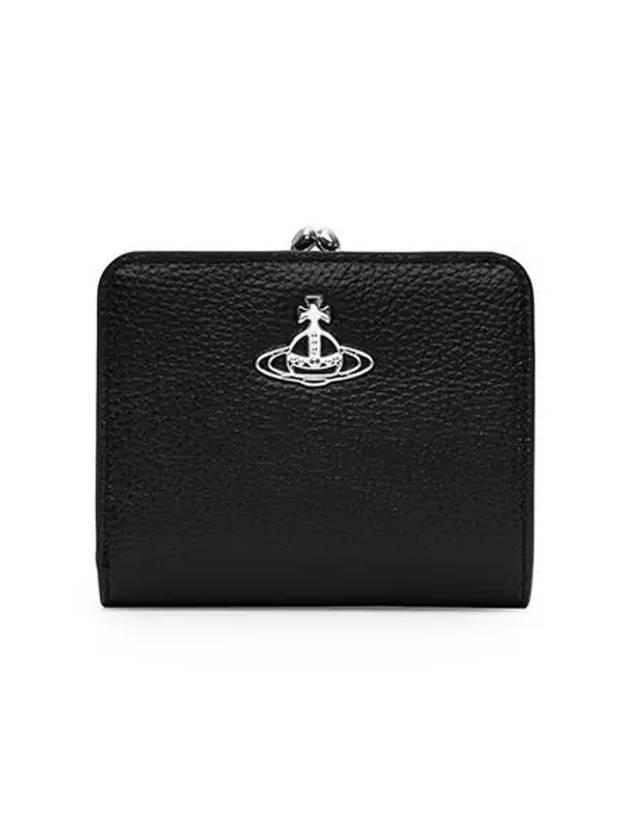 Re-Vegan Silver Logo Half Wallet Black - VIVIENNE WESTWOOD - BALAAN 1