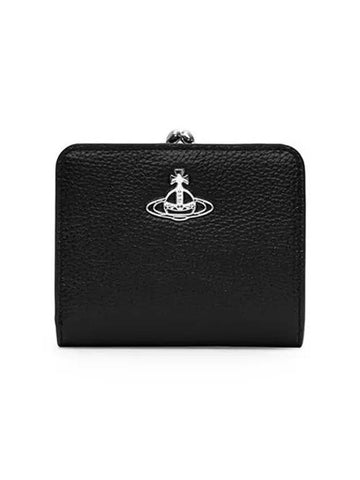 Re-Vegan Silver Logo Half Wallet Black - VIVIENNE WESTWOOD - BALAAN 1