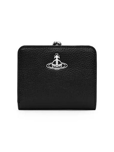 Re-Vegan Silver Logo Half Wallet Black - VIVIENNE WESTWOOD - BALAAN 1