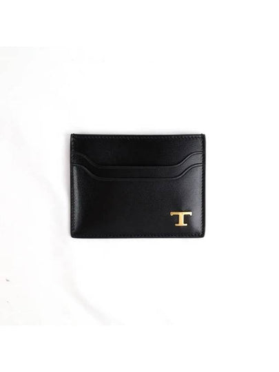 Metal T Logo Leather Card Wallet Black - TOD'S - BALAAN 2