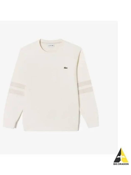 Men s Ottoman Sleeve Tip Sweatshirt Cream - LACOSTE - BALAAN 1