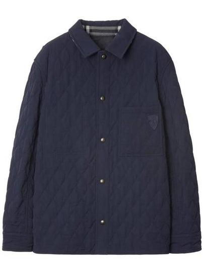 Check Reversible Quilted Overshirt Jacket Charcoal Navy - BURBERRY - BALAAN 2